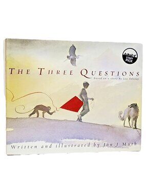 Three Questions Leo Tolstoy fable John J Muth watercolor art HC DJ Like New